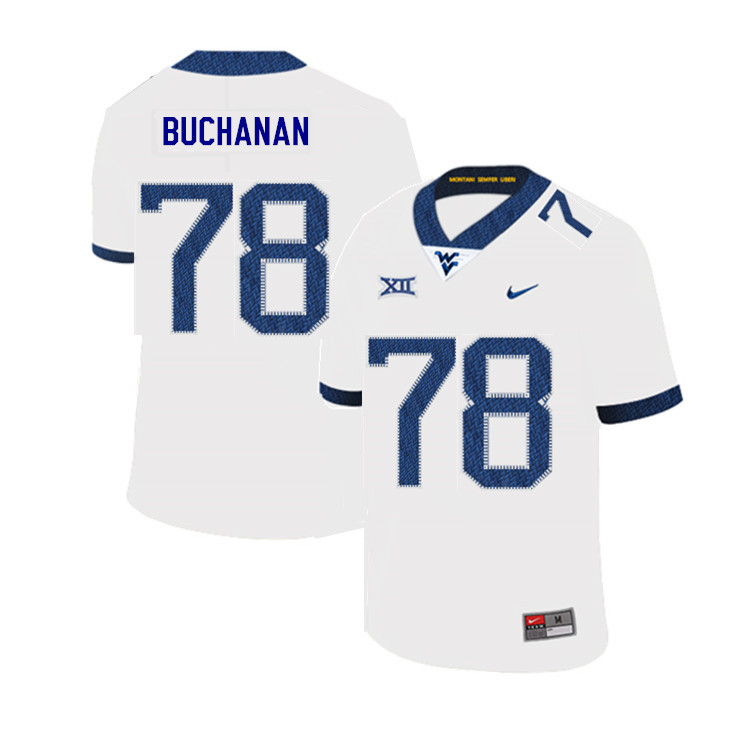 NCAA Men's Daniel Buchanan West Virginia Mountaineers White #78 Nike Stitched Football College 2019 Authentic Jersey YI23T01TQ